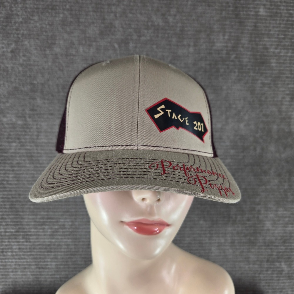 Richardson Unisex OSFM Tan Burgundy Stage 201 Performance Pizzas Trucker Hat 112